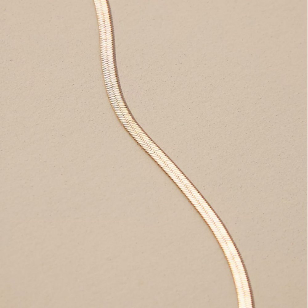 NWT! Anthopologie Flat Gold Herringbone Necklace - Picture 3 of 9